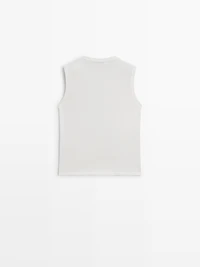 Sleeveless linen blend T-shirt
