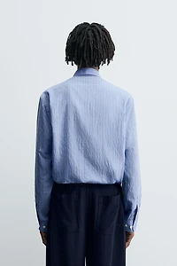FLOWY SHIRT WITH WRINKLED STRIPE EFFECT