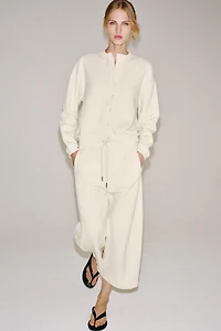 COTTON BUTTON-UP SWEATSHIRT
