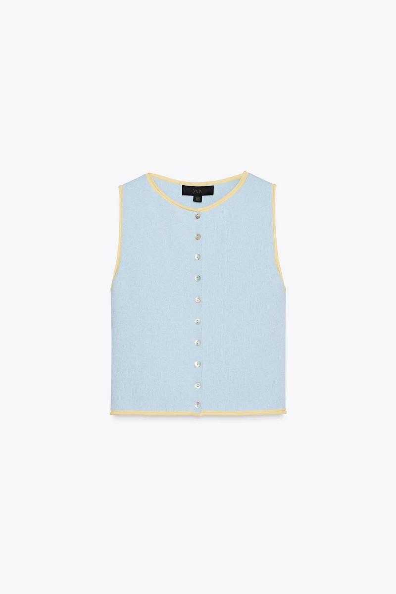 CONTRAST TRIM KNIT TOP