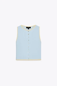 CONTRAST TRIM KNIT TOP