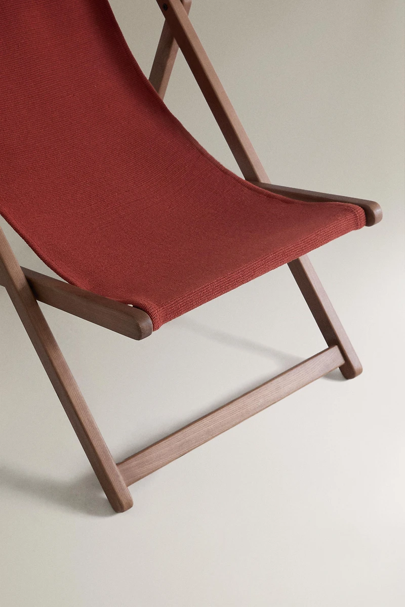 CHAISE LONGUE PLIANTE BOIS ET COTON