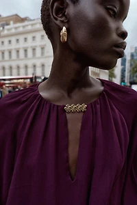 SEMI-SHEER HARDWARE BLOUSE