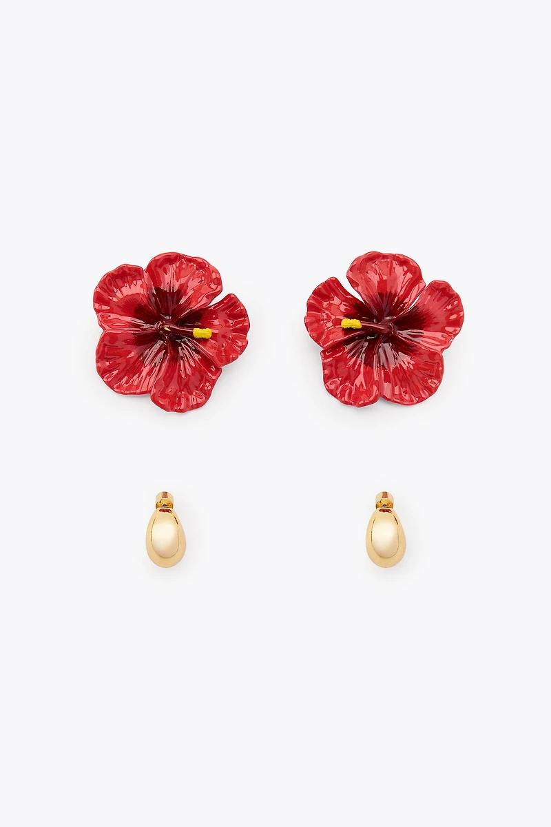 PACK OF FLOWER AND HOOP EARRINGS