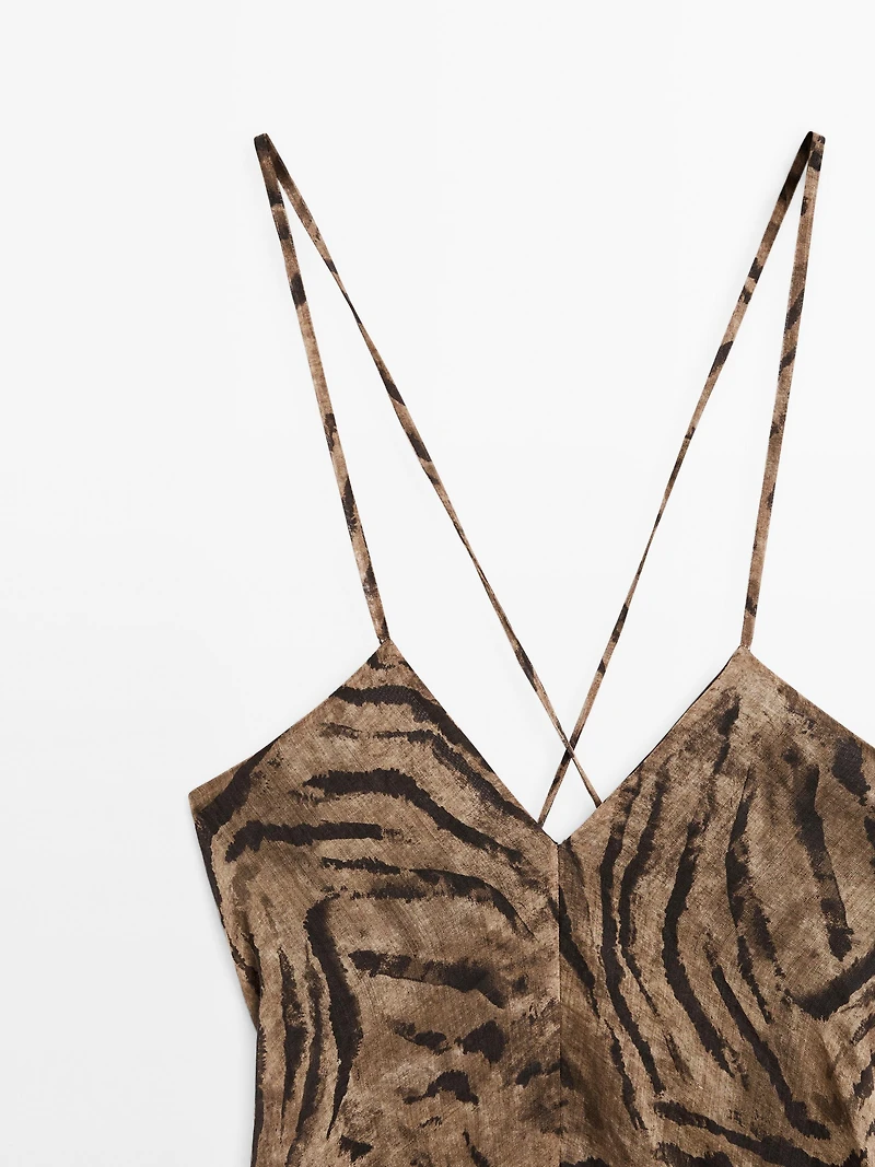 Robe longue ramie à imprimé animal