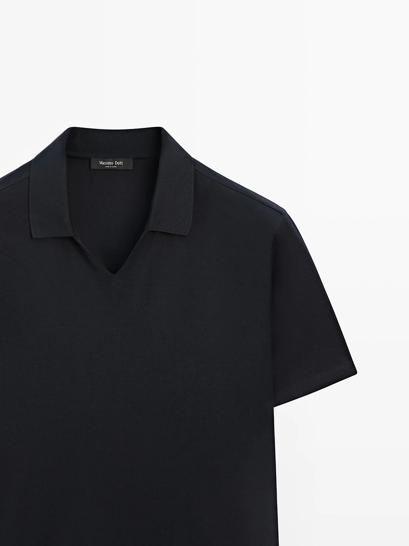 Polo coton col en V