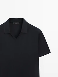 Polo coton col en V