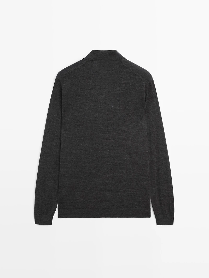 100% merino wool knit polo jumper