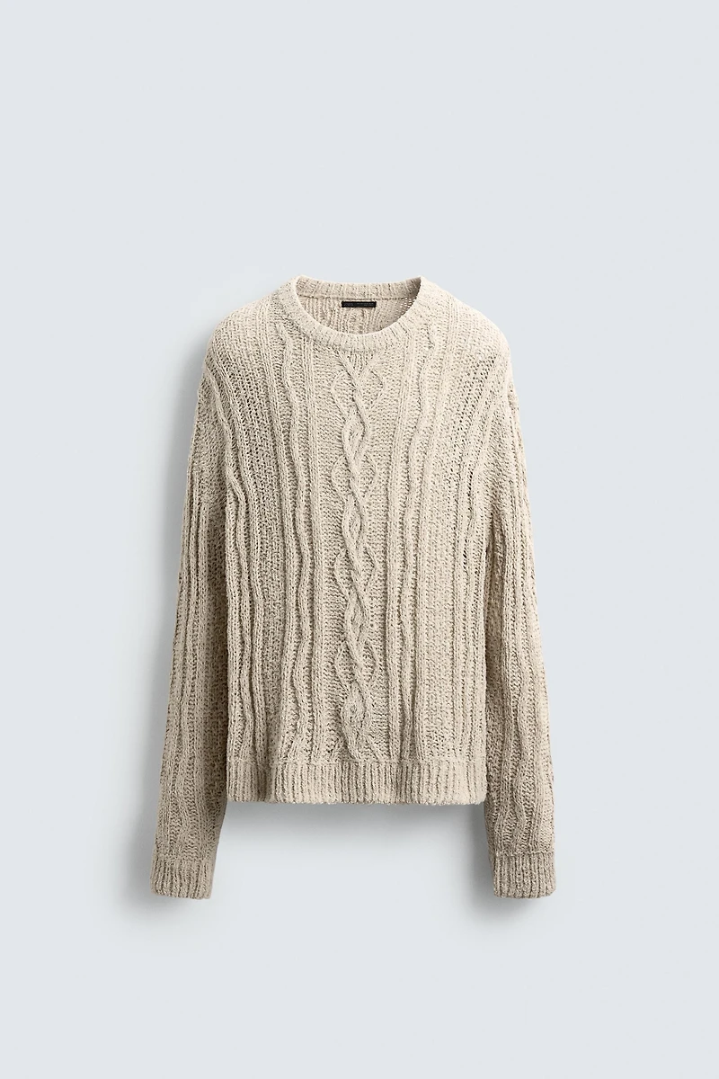 TEXTURED BRAID SWEATER