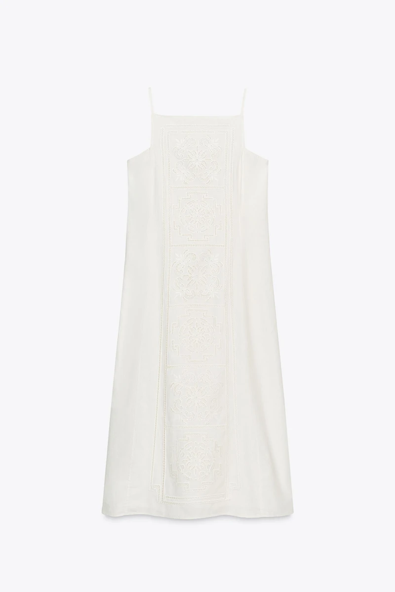 ZW COLLECTION EMBROIDERED LINEN DRESS
