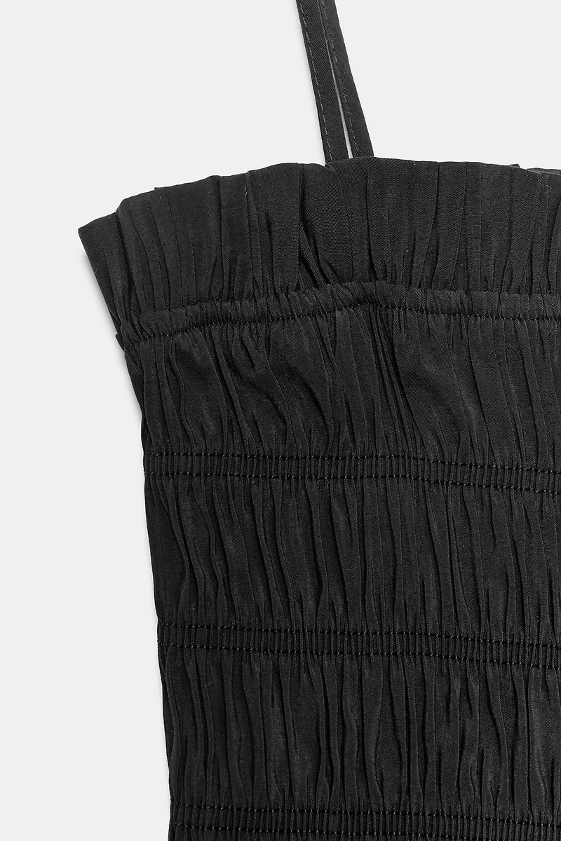 STRIPED RUCHED STRAP TOP