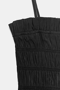 STRIPED RUCHED STRAP TOP