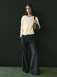 Flare fit pinstripe trousers