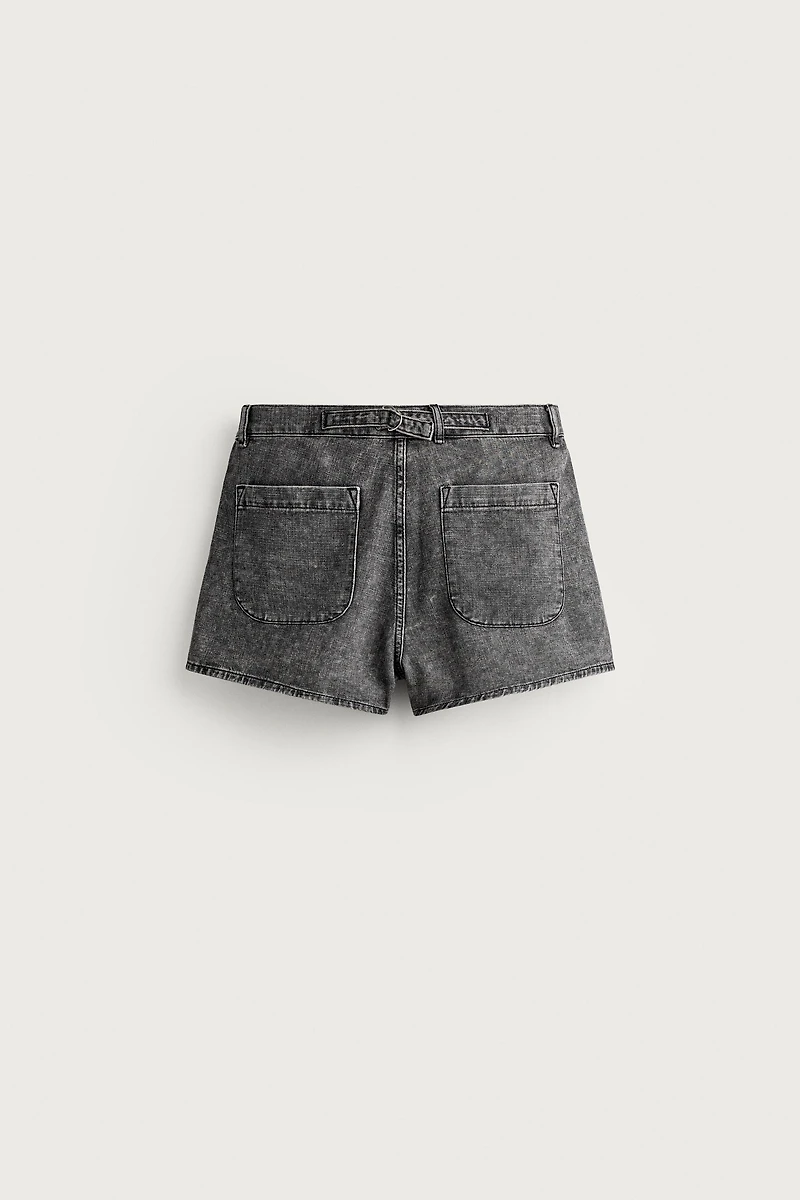 ACID WASH DENIM SHORTS