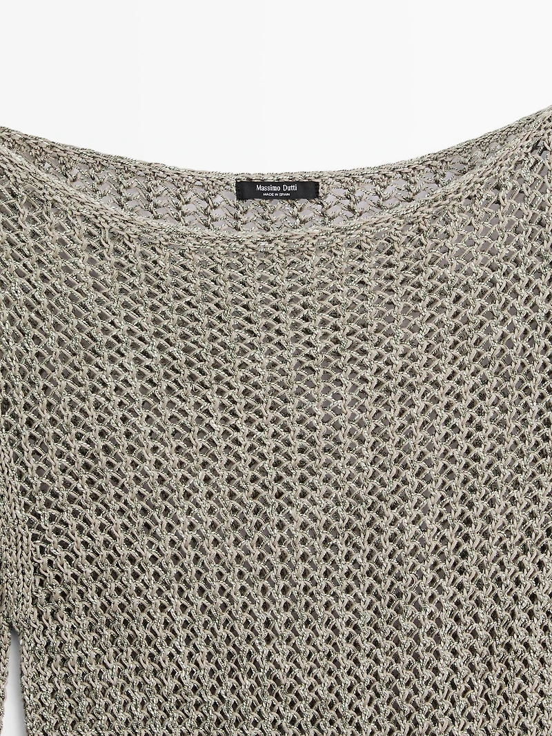 Pull en maille ajourée de coton mélangé
