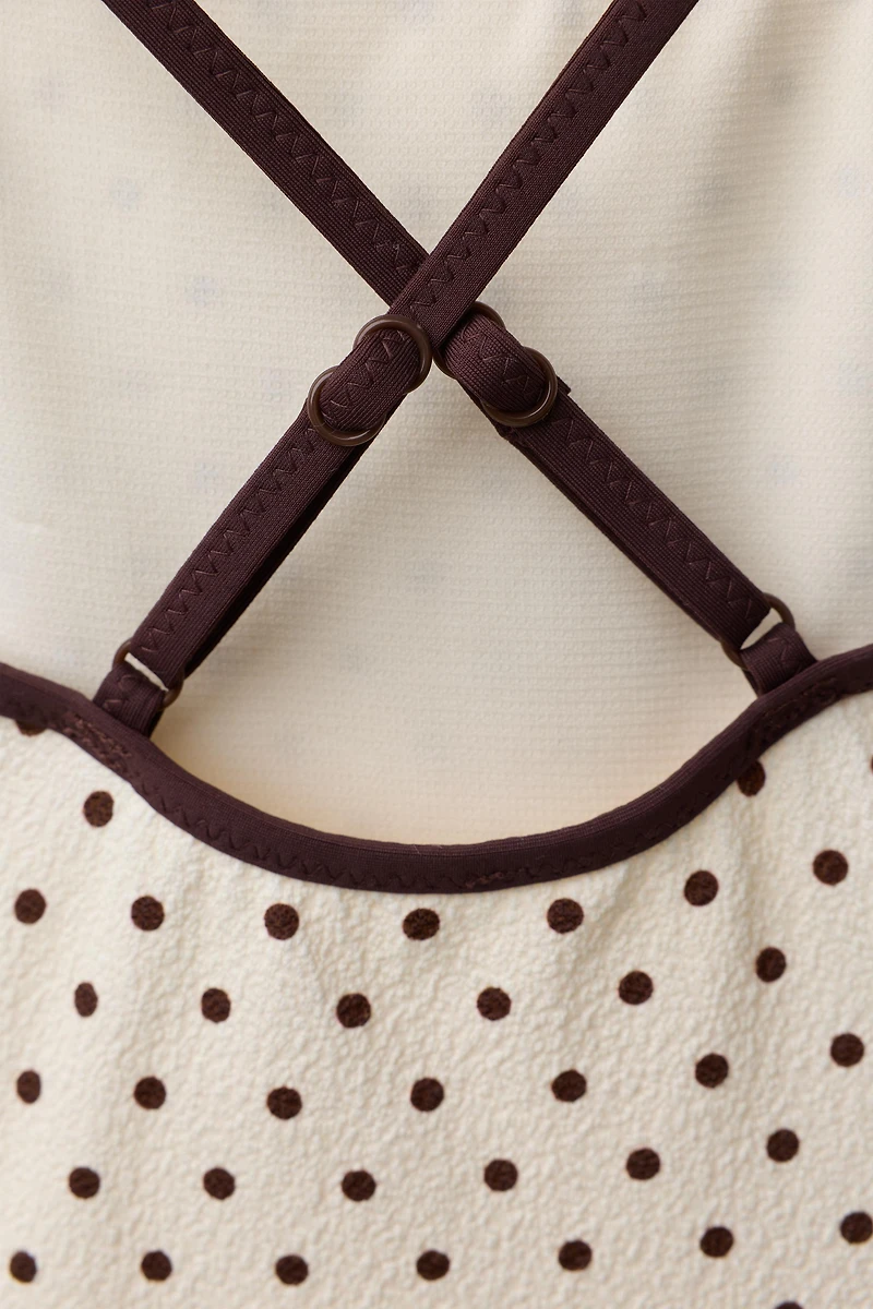 2-6 YEARS/ TEXTURED POLKA DOT SWIMSUIT