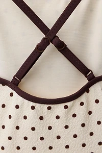 2-6 YEARS/ TEXTURED POLKA DOT SWIMSUIT