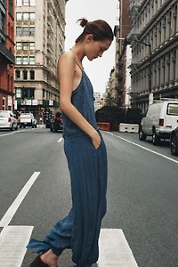 BEADED PANTS WITH TIED HEMS