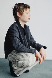 MANDARIN COLLAR LINEN AND COTTON SHIRT