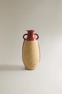 DECORATIVE TERRACOTTA VASE WITH HANDLES
