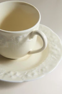 PORCELAIN GRAPE COFFEE CUP AND SAUCER