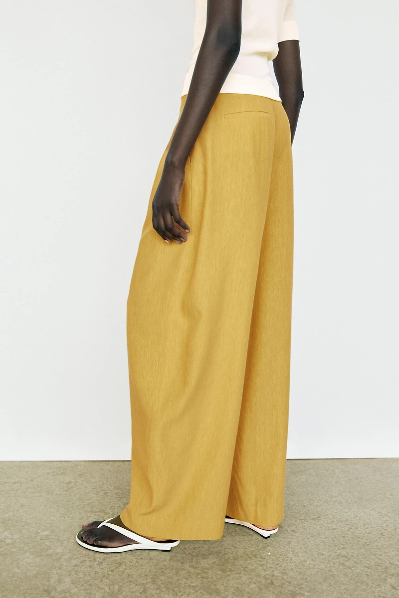 Pantalon large fluide en lin mélangé