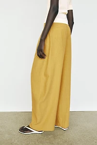 Pantalon large fluide en lin mélangé