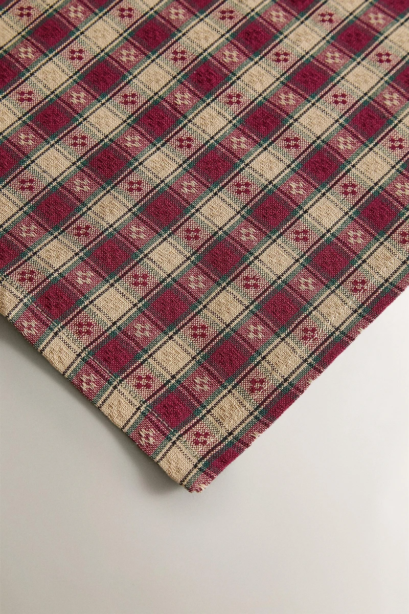 LOT DE SERVIETTES FIL TEINTÉ CARREAUX NOËL (LOT DE 2)