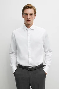 Slim fit cotton shirt with double cuffs