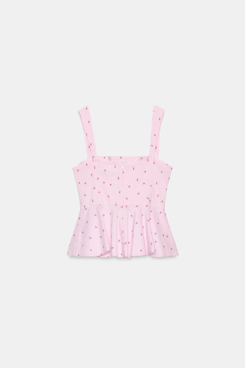 TOP BUSTIER RAYURES FLEURS