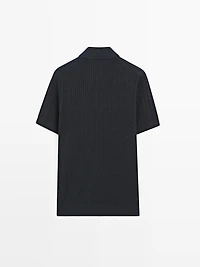 100% cotton cable-knit polo shirt