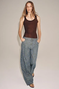 ZW COLLECTION BARREL HIGH-WAIST FLORAL JEANS