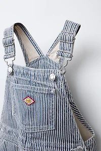 STRIPED TWILL OVERALL SHORTS