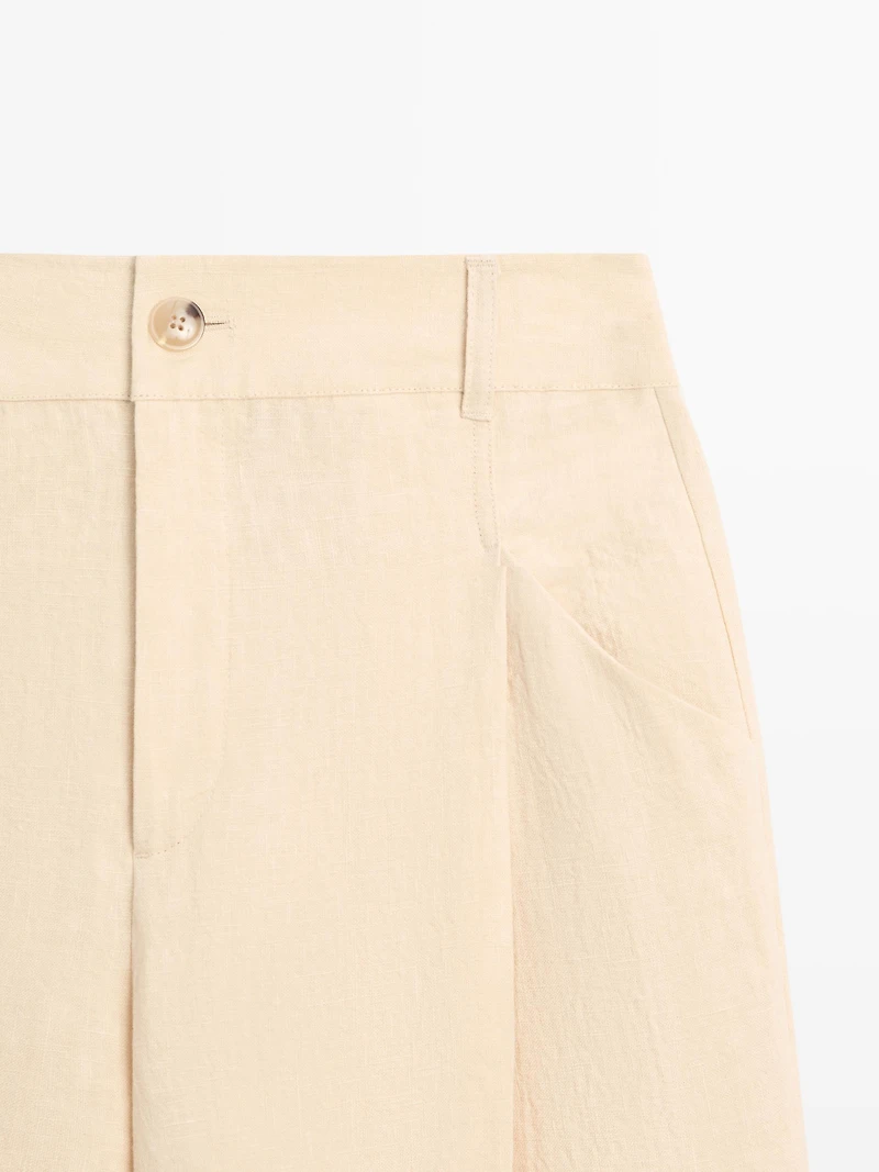Pantalon wide leg en lin avec poches