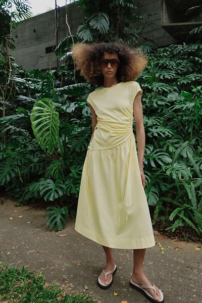 ASYMMETRIC RUCHED DRESS