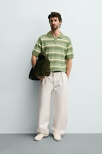 STRIPED JACQUARD KNIT POLO