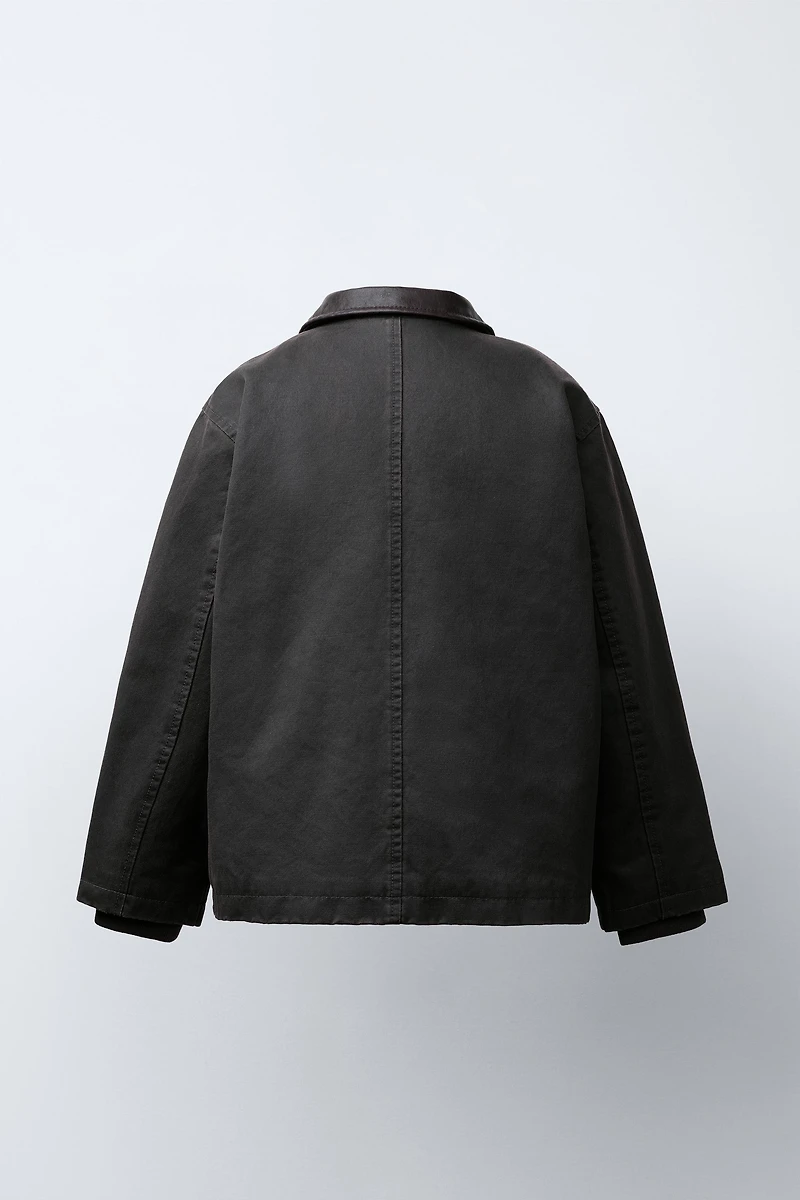 WAXED JACKET WITH FAUX FUR COLLAR