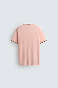 CONTRAST VISCOSE-LINEN BLEND T-SHIRT