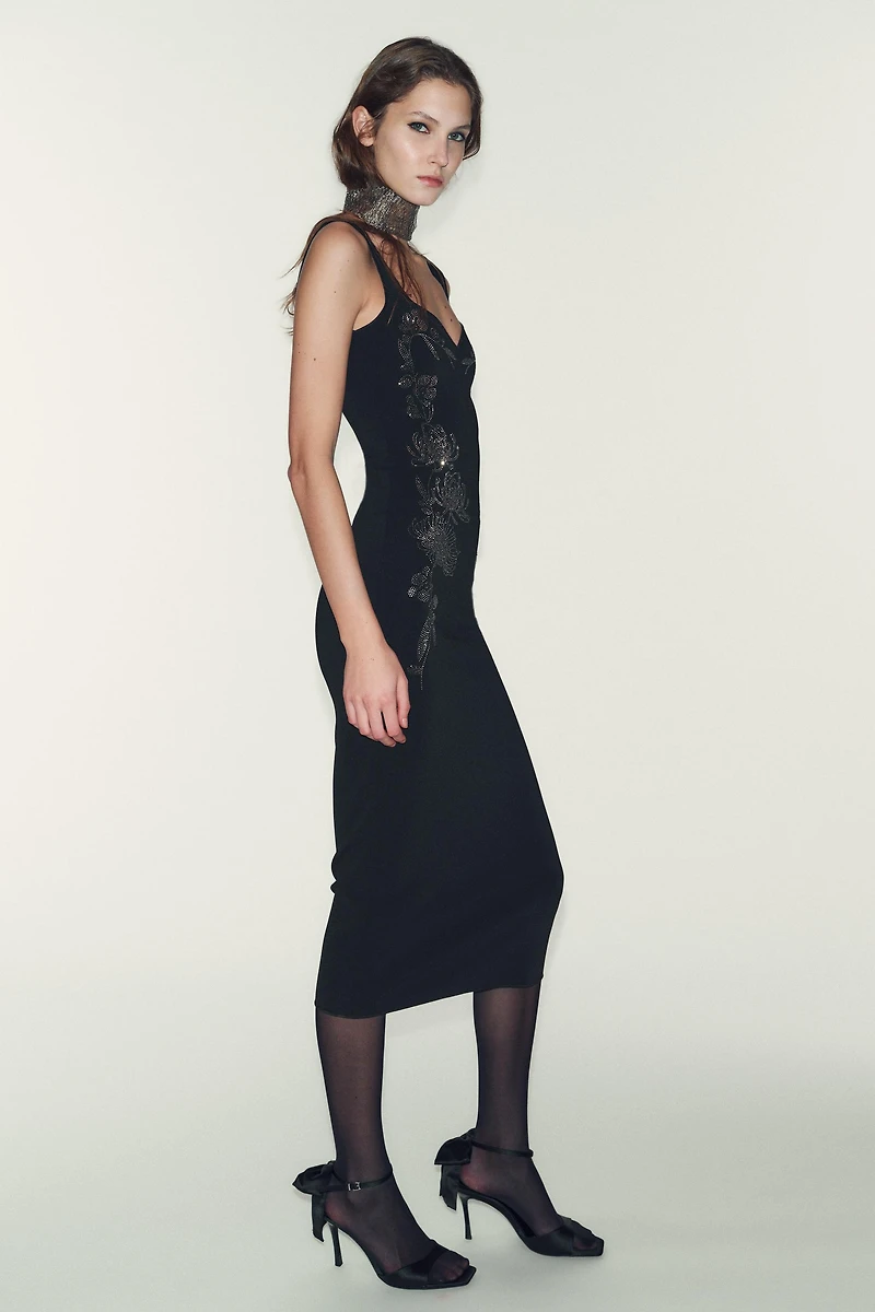 SPARKLY STRETCH MIDI DRESS