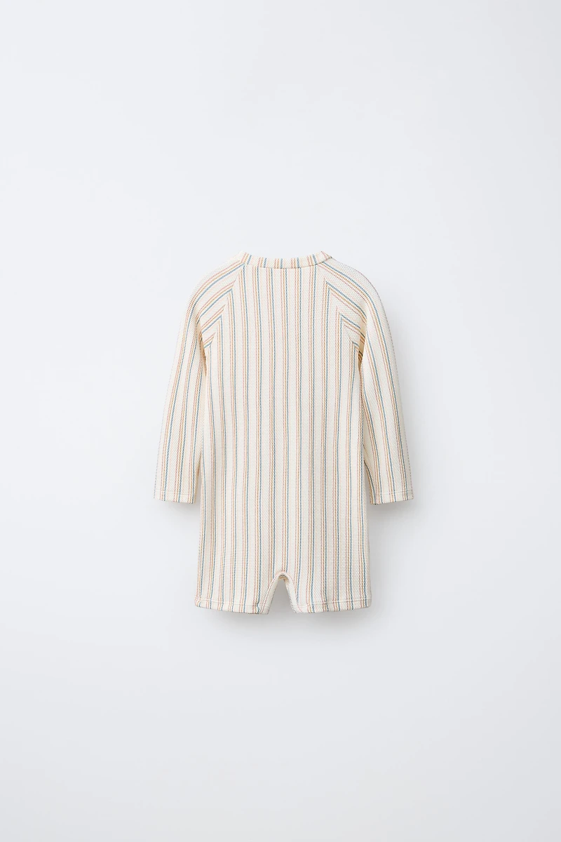 1-6 YEARS/ STRIPED TEXTURED SWIMSUIT