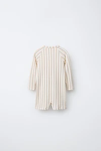 1-6 YEARS/ STRIPED TEXTURED SWIMSUIT