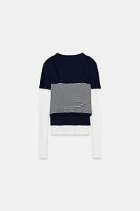 TRIPLE STRIPE EFFECT T-SHIRT