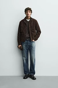 BLOUSON EN CUIR CROÛTE DE