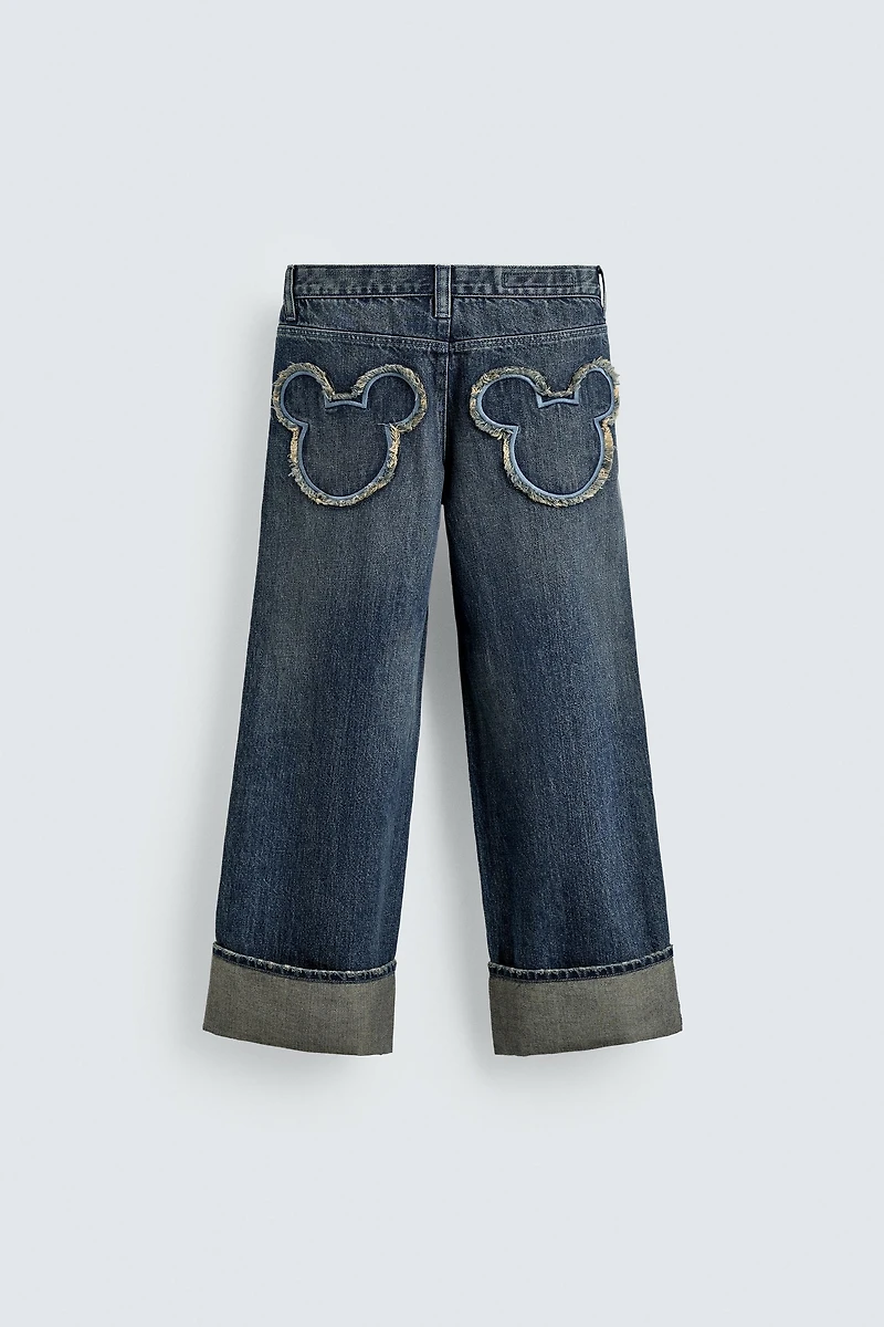 MICKEY SILHOUETTE PATCH WIDE-LEG JEANS HARRY LAMBERT FOR ZARA X DISNEY