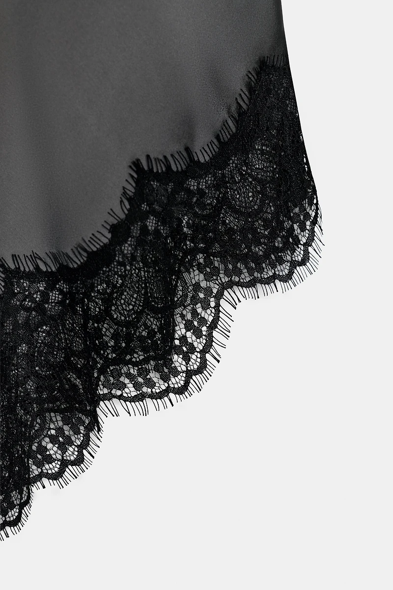 SATIN LACE SKIRT