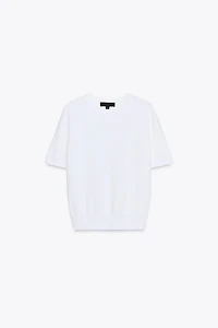 SHORT SLEEVE BASIC KNIT TOP