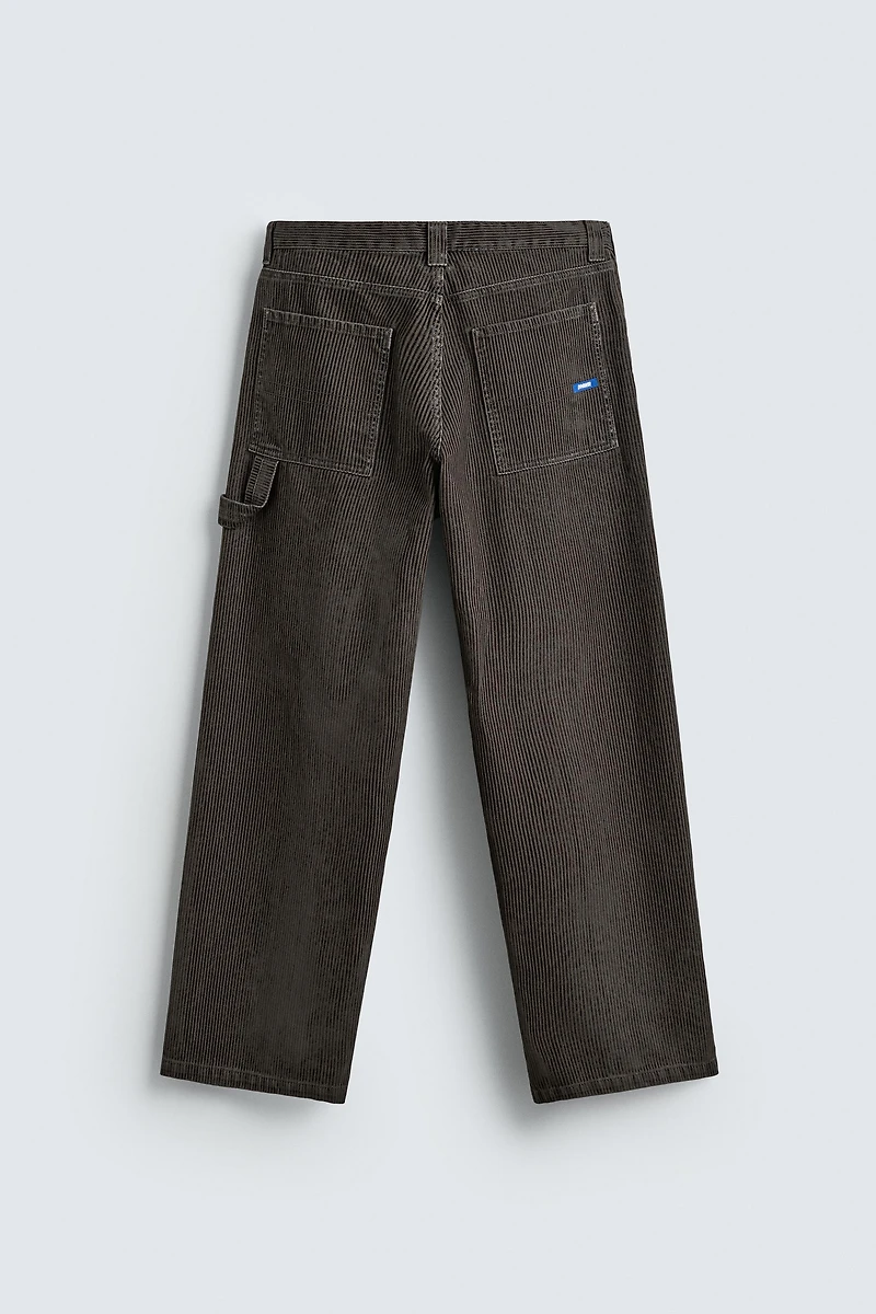 FLOCKED STRIPED RELAXED FIT PANTS