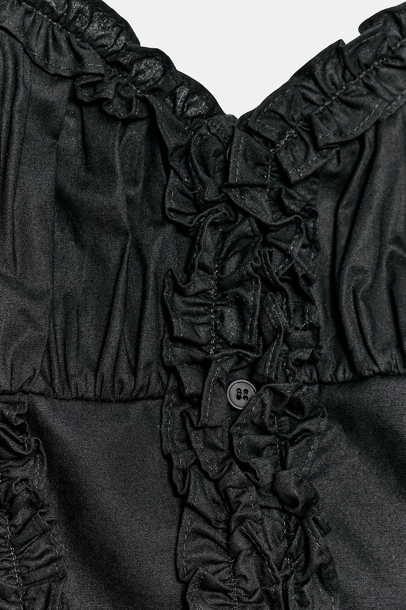 POLKA DOT RUFFLED POPLIN TOP