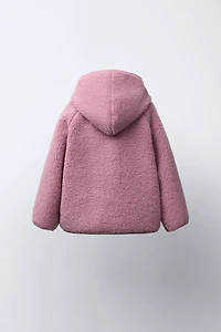 VESTE EFFET MOUTON À CAPUCHE
