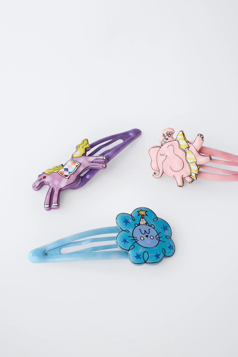 PACK OF THREE CIRCUS HAIR CLIPS